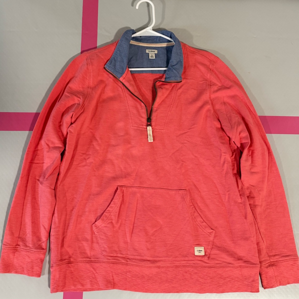 L.L. Bean Coral Half-Zip Sweatshirt